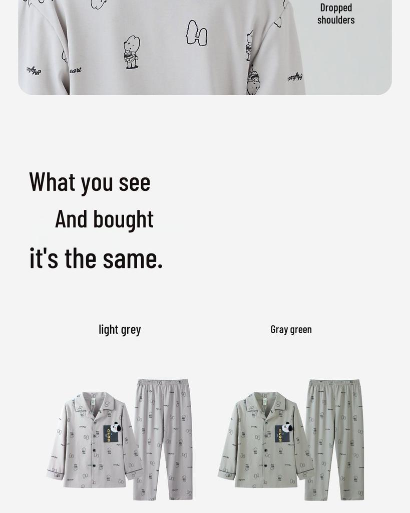 Lulu Jungen Langarm Baumwollpyjama - Cartoon-Stil für Frühling und Herbst