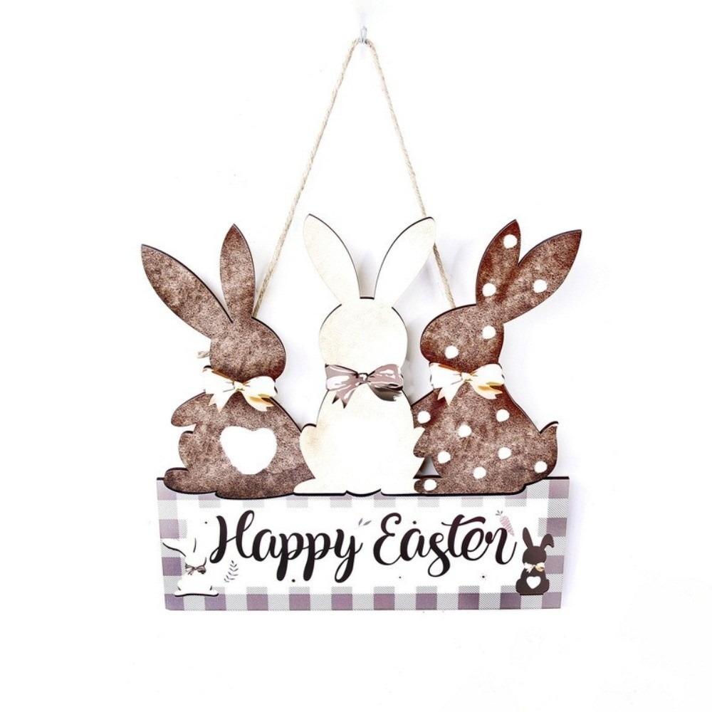 Colorful Easter Door Hanging Decor Reusable Rabbit Door Hanging Wooden Sign Plaque Photo Props