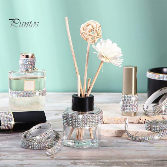 1 Roll 90CM Rhinestone Ribbon Self-Adhesive Glitter Faux Crystal Decorative Ribbon Clothes Shoes DIY Projects Crafts Bling Rhinestone Sticker Wrap