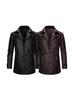 New European size men's mid-length leather trench coat, suit collar, leather jacket, casual trendy belt jacket for men