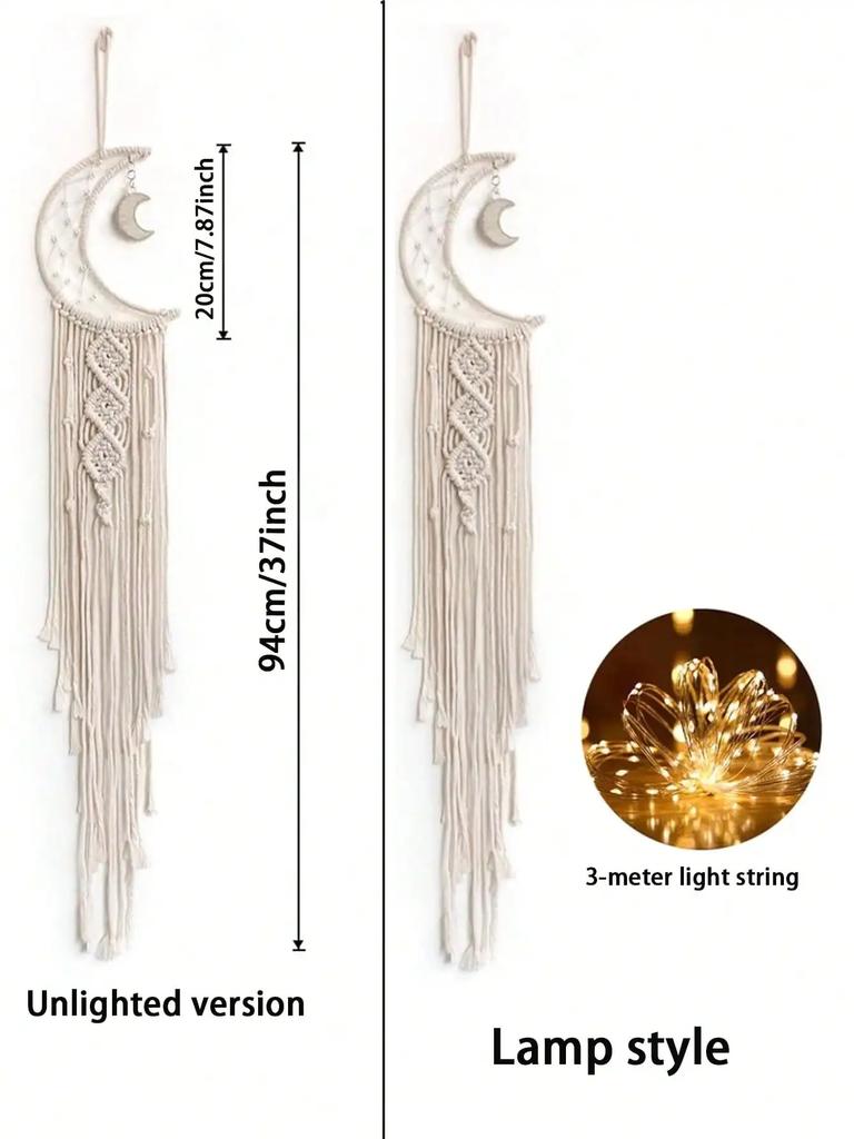 Handmade Woven Hanging Dream Catcher with Lamp Bohemian Party Home Decoration Apartment Dormitory Wall Door Wind Chime Decor