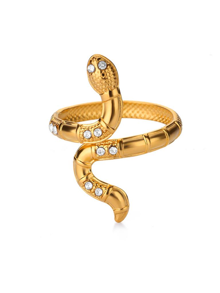 316L Gold Plated Stainless Steel Snake Rings For Women Men Open Adjustable Ring Vintage Gothic Aesthetic Jewelry anillos mujer
