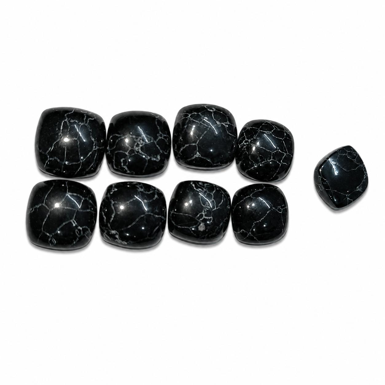 Natural Black Septarian Cushion Cabochon 12mm Gemstone Lot, Cushion Shape Loose Stone for Jewelry Making 12mm чёрный
