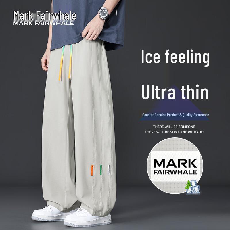 MARK FAIRWHALE Men s Summer Ice Silk Straight Casual Pants 2XL