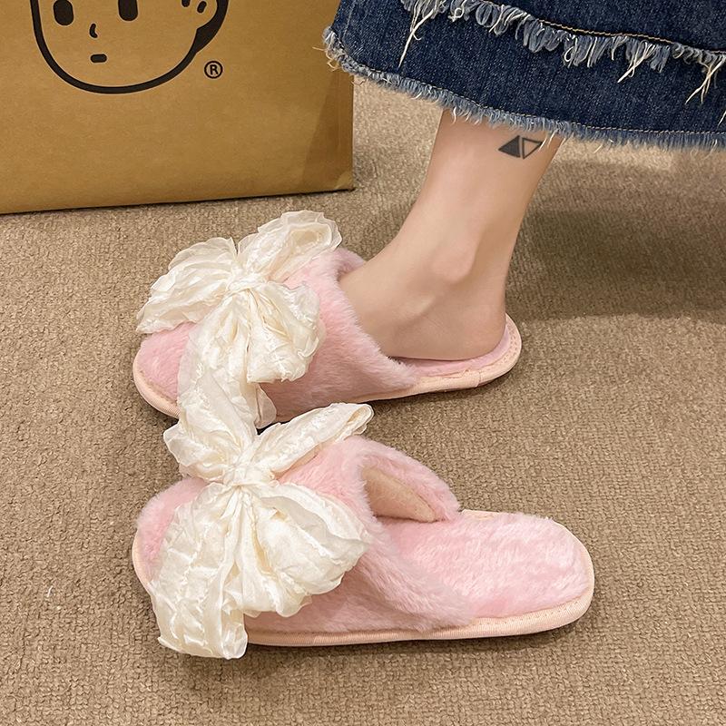Baotou drag cotton shoes for women's home use, new thickened velvet, indoor and outdoor warmth in autumn and winter, small and fresh fluffy half slipp