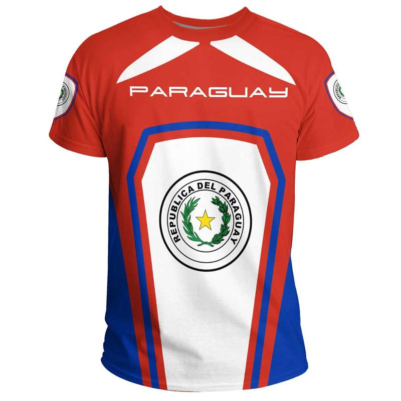 

3D Printing Paraguay Flag Pattern T-shirt For Men Summer Casual Paraguayan National Emblem Graphic Tee Shirts Men s Tshirts Top 6XL