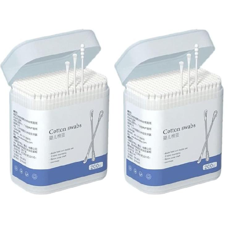 Kisangel 200 Stück Baby-Wattestäbchen Papier Doppelseitige Wattestäbchen Ohrreiniger Sicherheitswattestäbchen Reinigungsstäbchen für Ohr Nase Reinigung