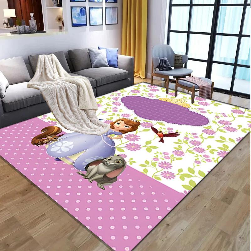 Sofia the First Pattern Rug, Indoor/Outdoor Mat, for Picnic, Gameroom, Bedroom, Office, Living Room, Home Decor Carpet, Birthday Gift