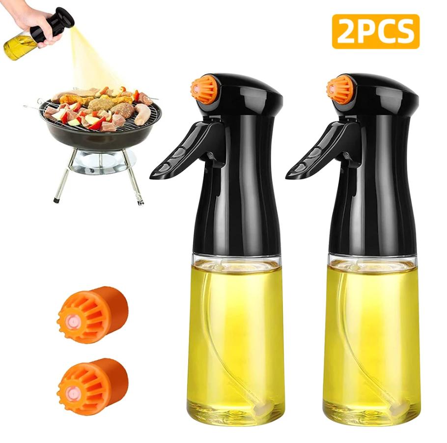2PCS Plastic Spray Oil Bottle 200ml Kitchen Cooking Oil Dispenser Outdoor Camping BBQ Vinegar Sauce Sprayer Bottle