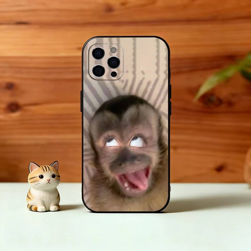 C-Cute F-Funny Monkey Phone Case For iPhone 17,16,15,14,13,12,11 Plus,Pro Max,XS,Soft Silicone Black Cover