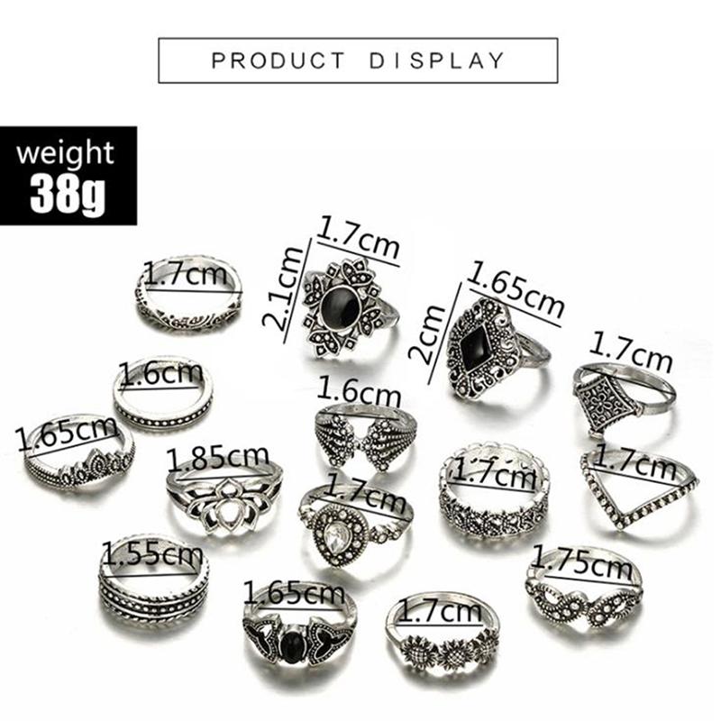 15 Stück/Set Vintage Ring Persönlichkeit Punk Gothic Herren Damen Ringe Schmuck Geschenk