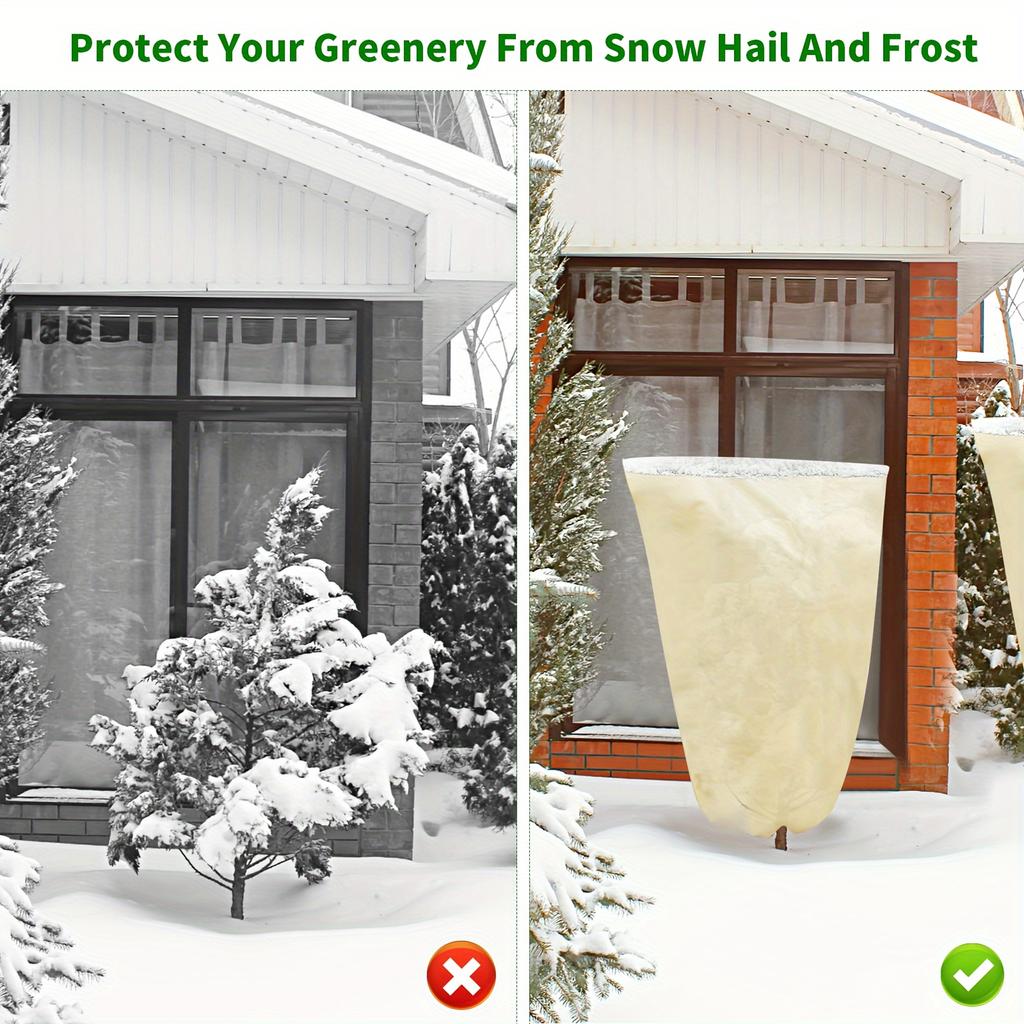 1pc 80*120cm Winter Protection Bag Against Freeze For Plant Cover Garden Plant With Zip Drawstring Breathable