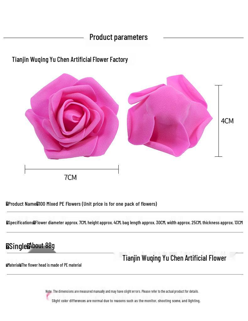 100-Piece Assorted PE Foam Roses for DIY Wreaths & Headpieces