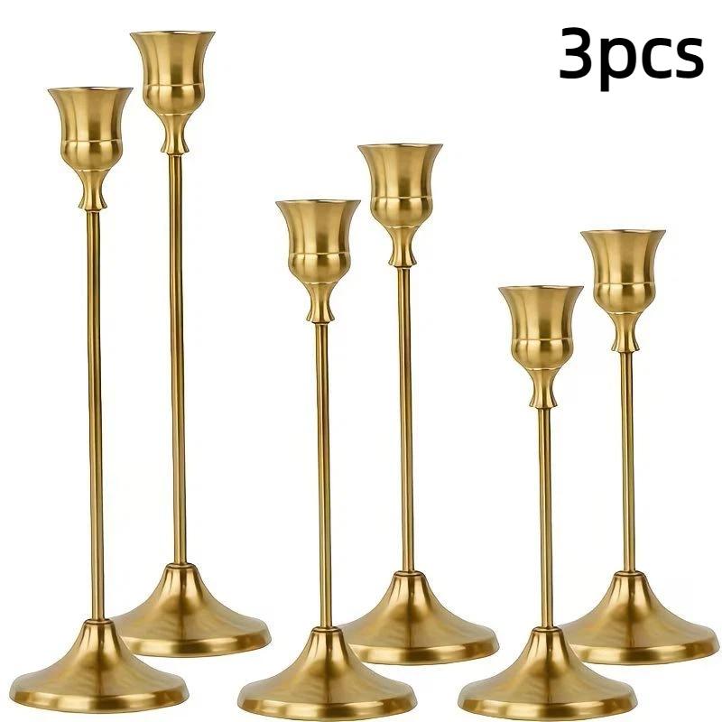 European Style Exquisite Metal Candlestick Elegant Rustproof Candle Stand for Wedding Table Home Dinner Decor