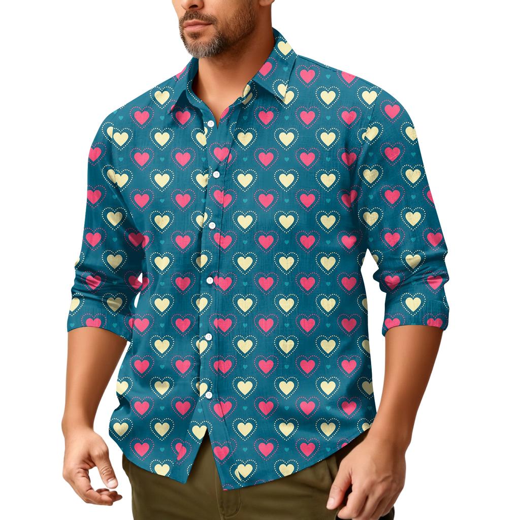 Lässiges, locker sitzendes Langarmhemd für Herren, modisches Revershemd