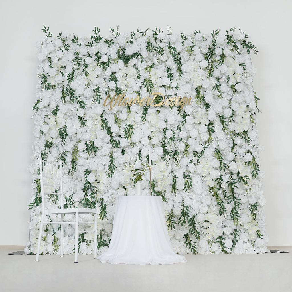 Uflower Red Rose luxury 5D Flower Wall Cloth Fabric Wedding Backdrop Decor Artificial Flower Arrangement Marriage Event Props