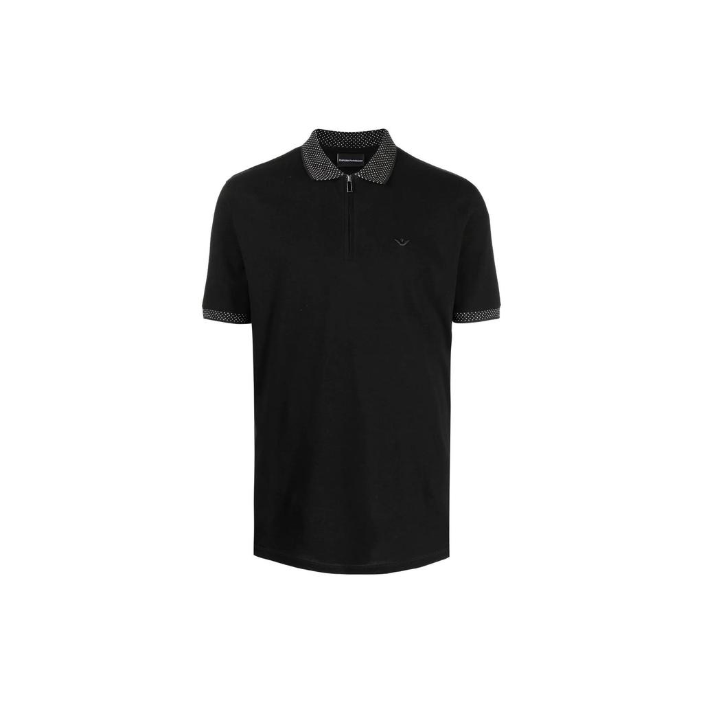 Emporio Armani SS23 Logo Embroidered Pullover Short Sleeve Polo Shirt Men Polo Shirts Black 3R1F75-1JTKZ-999