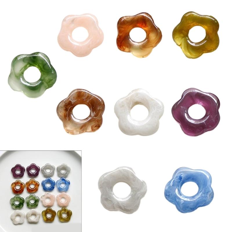 Resin Flower Pendant Hollow Five Petal Floral Charm Jewelry DIY Supplies for Necklace Bracelet Earring Jewelry Making