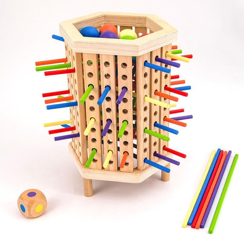 Wooden Stick Trishape Educational Game For Kids With Color Recognition And Parentchild Interaction