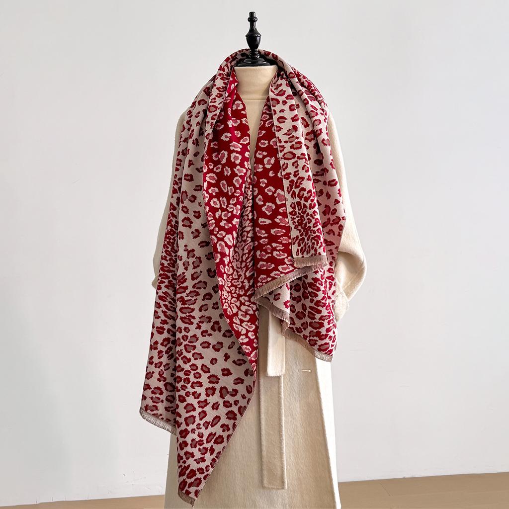 Design Leopard Printed Cashmere Scarf Women Winter Pashmina Shawls And Wraps Thick Warm Bufanda Stoles Blanket Luxury