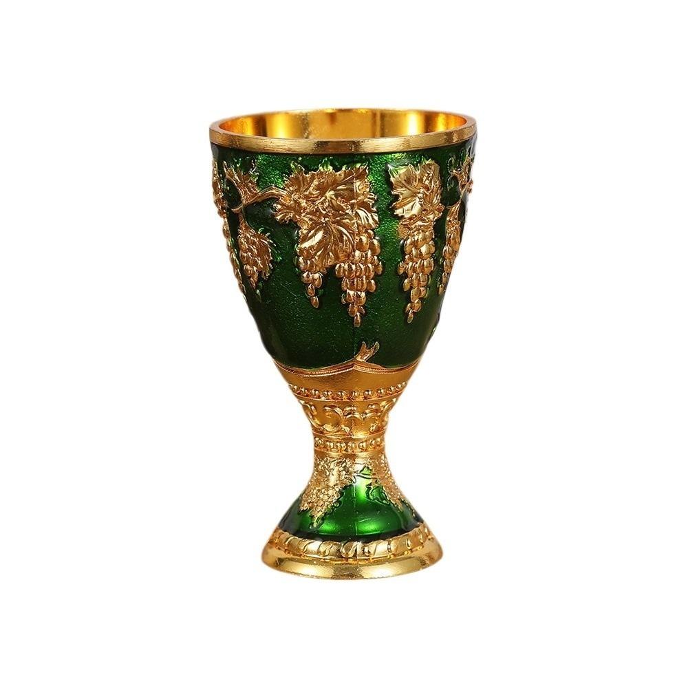 Decorative Grape Wine Glasses European Style Vodka Goblet Liquor Glass Vintage Metal Wine Cup Gift