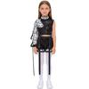 Completo Hip Hop Danza Bambini Top Corto Senza Maniche Zip Up Laccato Paillettes Shorts Set Maniche con Nappe Staccabili