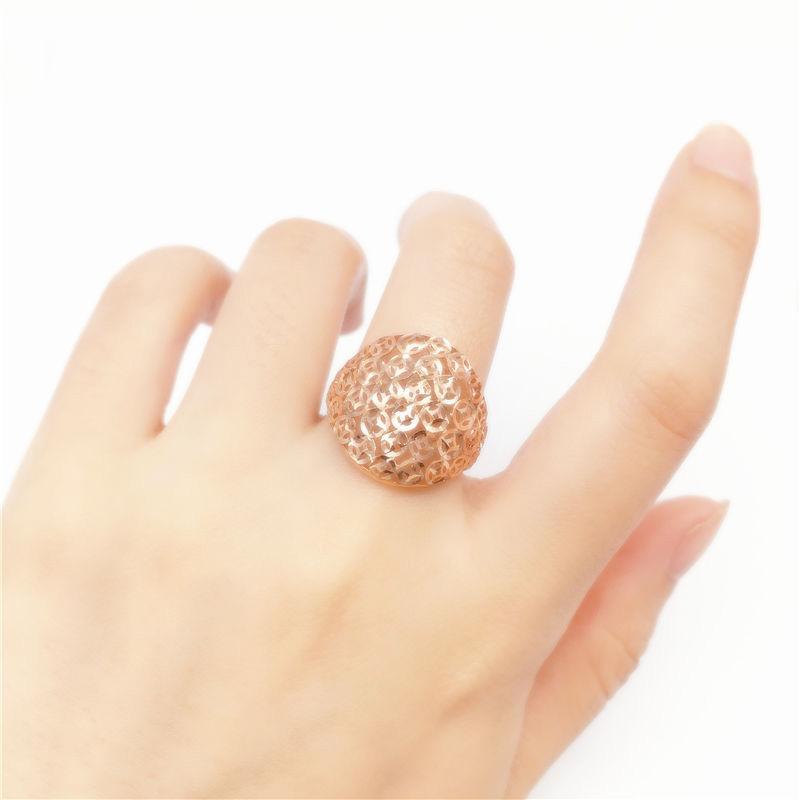 Color Gold Car Flower Coin Ring, Purple Gold Personalized Fashion Rose Gold Plated Live Ring