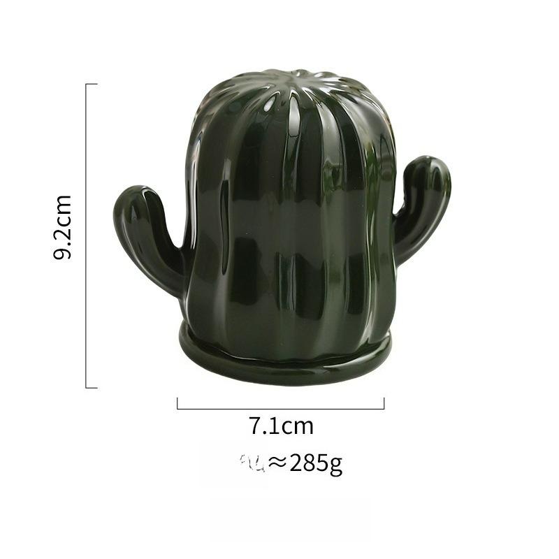 High-value Ceramic Cactus Toothpick Jar, Dental Floss Storage Box, Household New Personalized Creative Cotton Swab Box Jar.