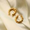 Classic Jewelry Hypoallergenic Waterproof Circle Thick Twist Hoop Earrings Gold Plated Stainless Steel 18K Brass Opp Bag Women's