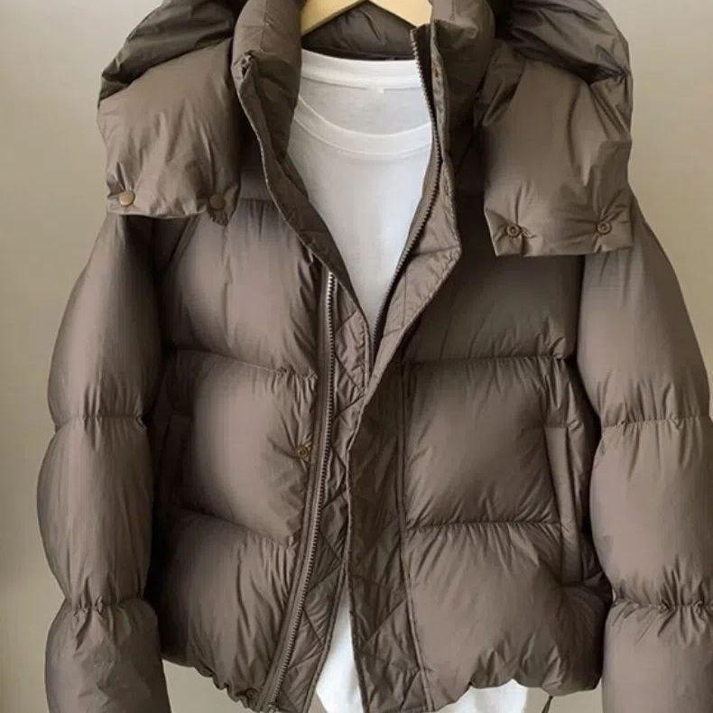 Thick Hooded Down Cotton-Padded Winter Jacket, Loose Fit