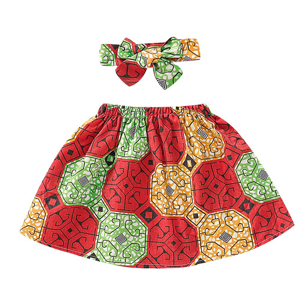 Buy Toddler Kids Baby Girl Skirt Headband Dashiki Print Clothing Set at