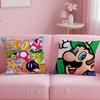 Super Cute Style M-Mario Game Pillow Case Anti-dustmite Pillowcase Invisible Zipper Silky Short Plush Sofa Cushion Cover
