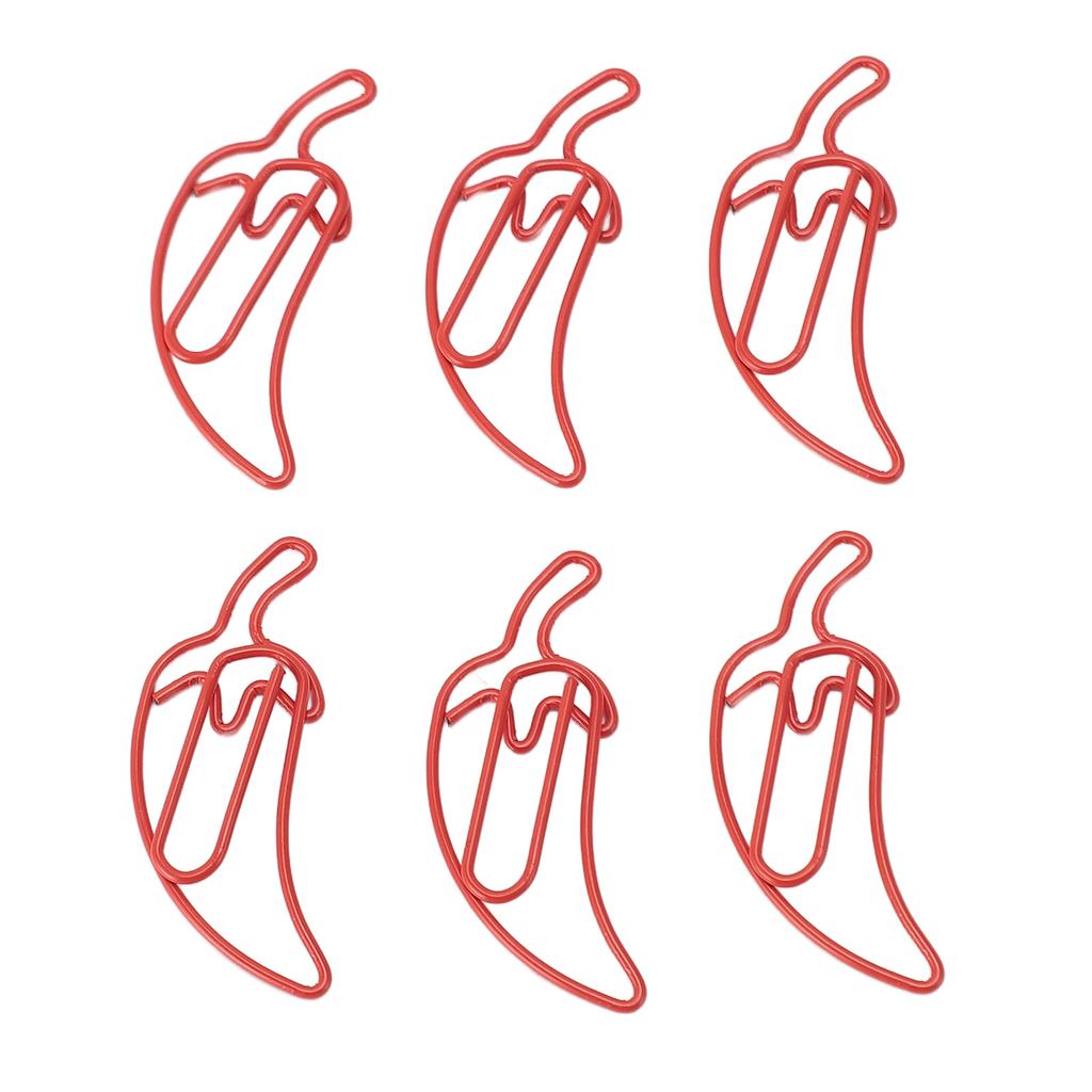 100 PCS Red Color Pepper Shaped Cute Decorative Paper Clip with Transparent Box for Office