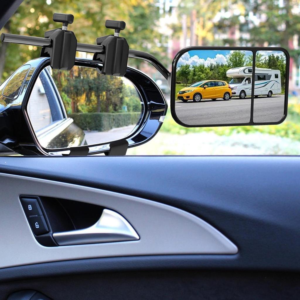Mirror Extenders for Towing 2 Pieces Clip-On Towing Mirrors Extender Rotatable Rearview Lens Extension for Auto RV Boat SUV Van