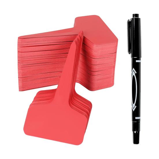 100Pcs T-Type Plant Tags Garden Labels Plastic Plant Marker Tags Waterproof Reusable Plant Labels with Marking