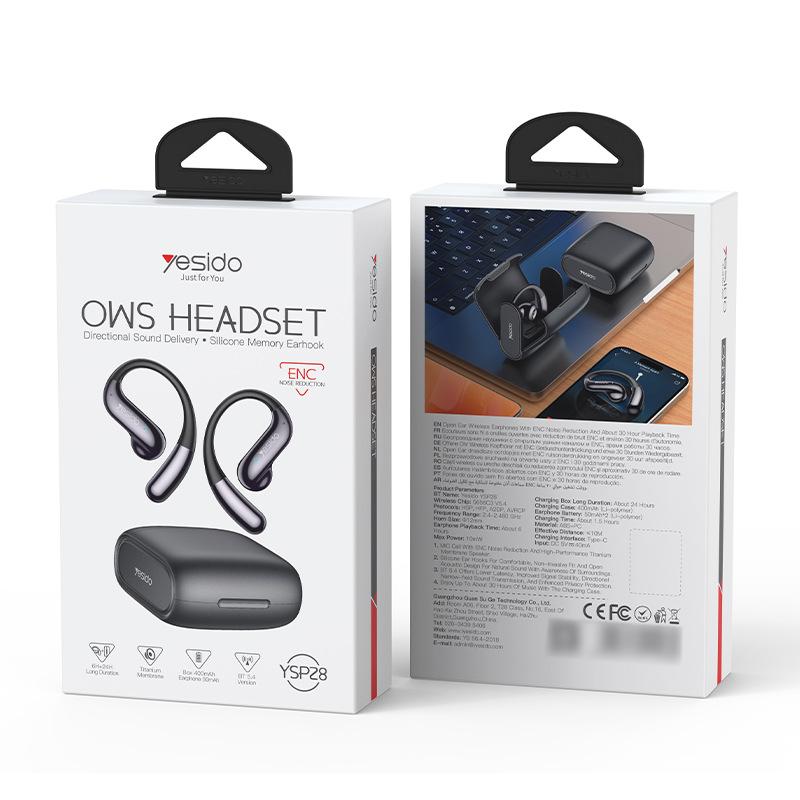 

Noise canceling bluetooth headset ows wireless, air conduction headset ear-hanging anc wireless headset чорний