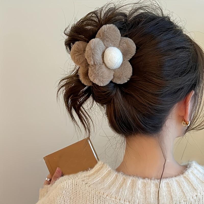 1pc Plush Flower Hair Claw Clip Autumn Winter Charm Hair Clip Cute Sweet Hair Accessories