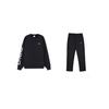 Li Ning Fleece Lined Loose Fit Crew Neck Sweatshirt And Straight Leg Knit Joggers Sports Set Men Sports Set Black AWDRF44-2+AKLTC41-1