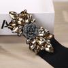 Meimeier Rose Rhinestone Embellished Elastic Waist Belt - Women's Dress Accessory, Feather Black Waist Cincher, Waist Belt