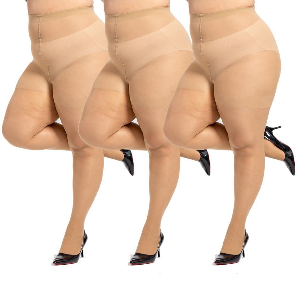 

3Pcs Plus Size Pantyhose Women 160Kg Extra Large Tummy Control Tights Non-Slip No Slipping Down Sheer Breathable Stockings 5Xl 5XL