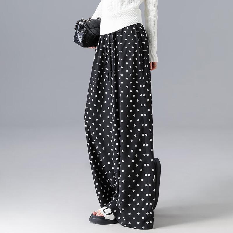 Demana Romantic Polka Dot Chiffon Wide-Leg Pants