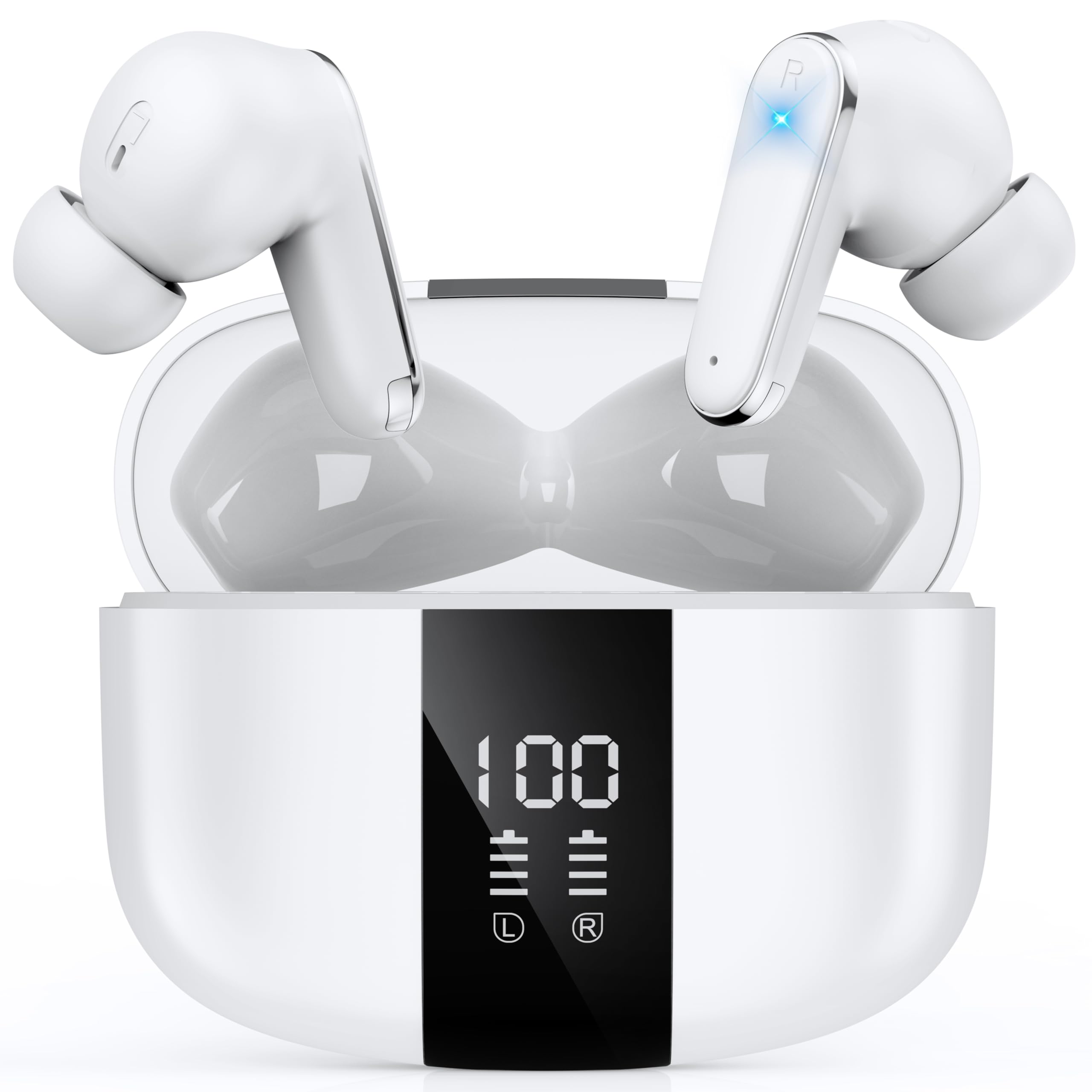 

Wireless Bluetooth Earbuds with LED Battery Display, AI Smart ENC Calling, 60 Hours of Playback, IPX7 Waterproof, 2026 Bluetooth 6.0 Noise
