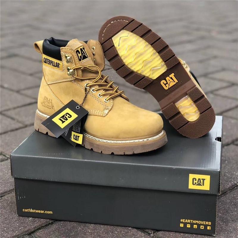 One Carter men s and women s high-top boots, transparent bottom, couple s big yellow boots, genuine leather outdoor tooling. 44