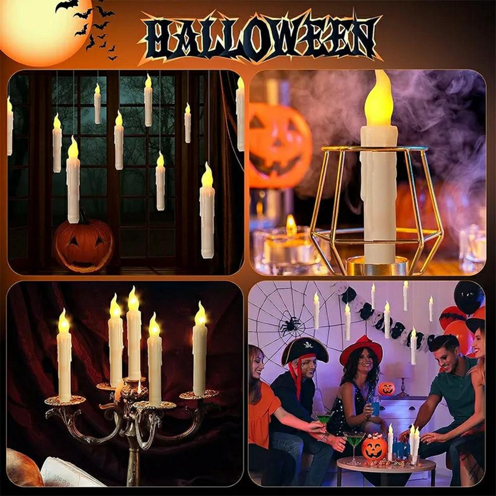 12PCS LED Floating Candles with 1PC Magic Wand Remote Timer for Birthday Halloween Party