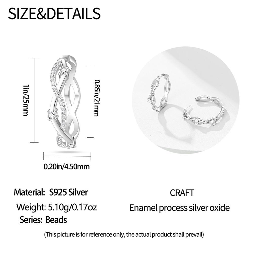 New In Geometry Wound Ear Loops 925 Silver White Zircon Earrings Jewelry Women Earrings Girlfriend Anniversary Gift