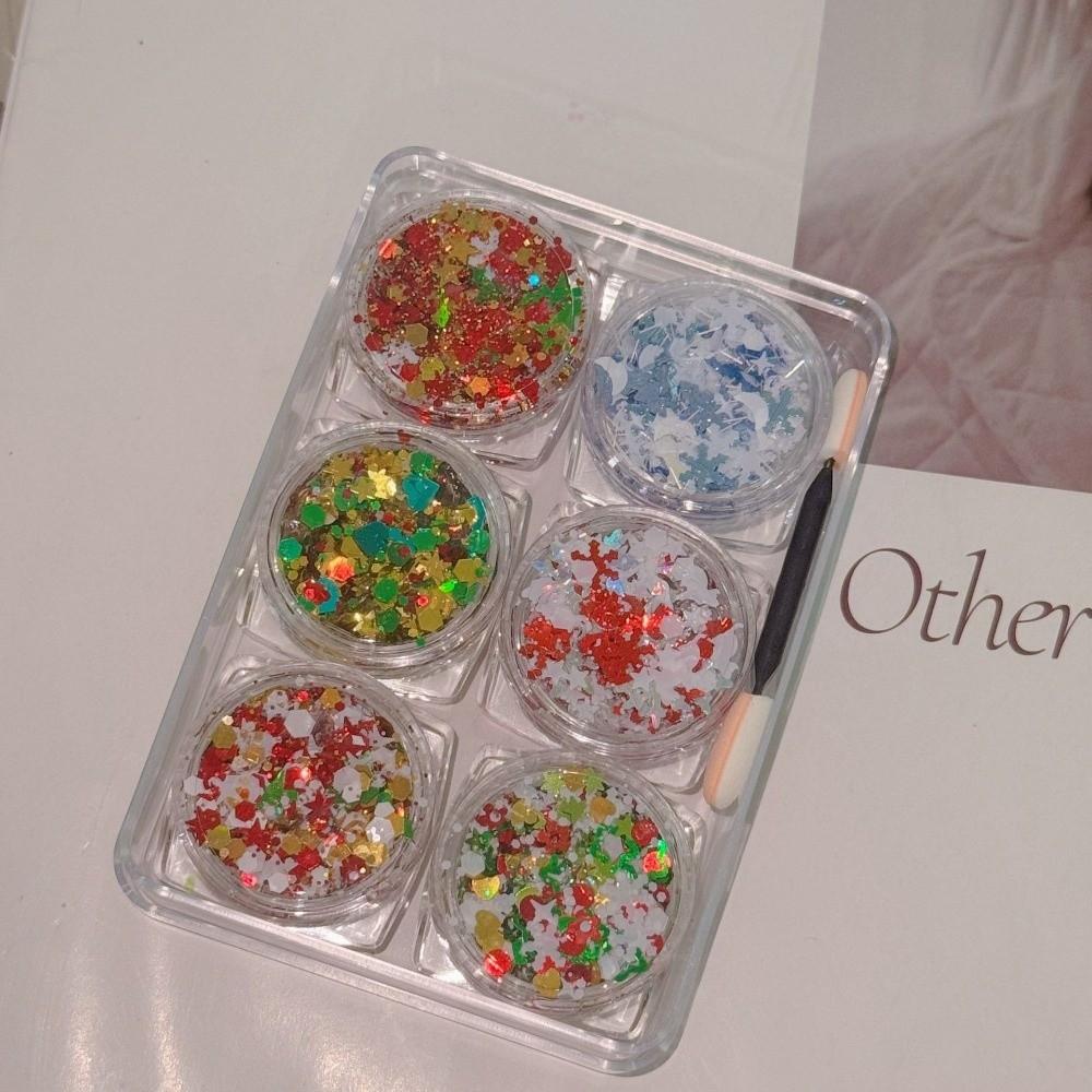 6Pcs/Set Sparkly Colorful Eye Glitter Gel Heart Star Moon Sequins Festival Glitter Body Nail Glitter Gel Face Hair