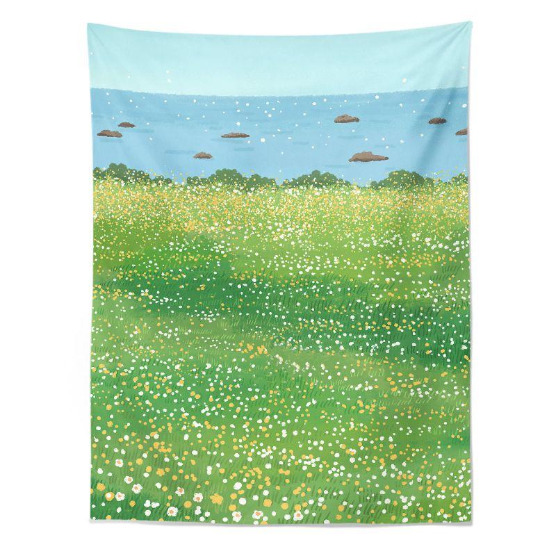 Minimalist Sea Grassland Scenery Tapestry, Nature Wall Hanging, Aesthetic Bedroom Dorm Living Room Photo Decor