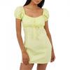 Womens/Ladies Square Neck Puff Sleeve Mini Dress