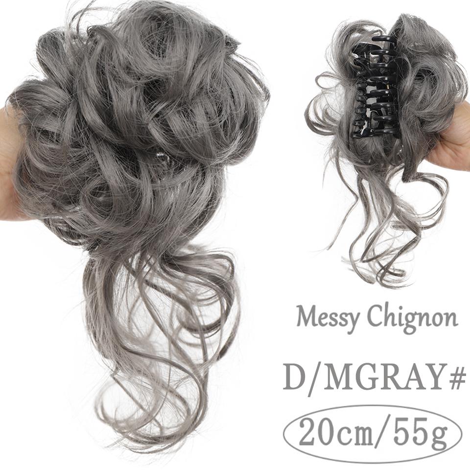 

Заколки для волос с грязными когтями, шиньоны, синтетические вьющиеся заколки для волос, термостойкие женские волосы, серые булочки, парики 20cm