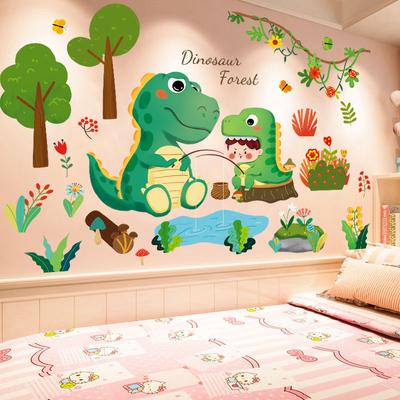 Animacinis Dinozauras 3D Sienos Lipdukai Kūdikio ir Vaikų Kambario Dekoras Miegamojo Lovos Spintelės Tapetai Sienos Dekoro Lipdukai